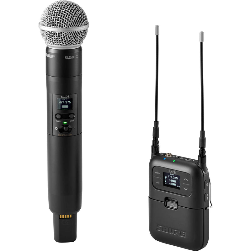 Shure SLXD25/SM58 Digital Camera-Mount Wireless SM58 Vocal Mic System (H55: 514-558 MHz)