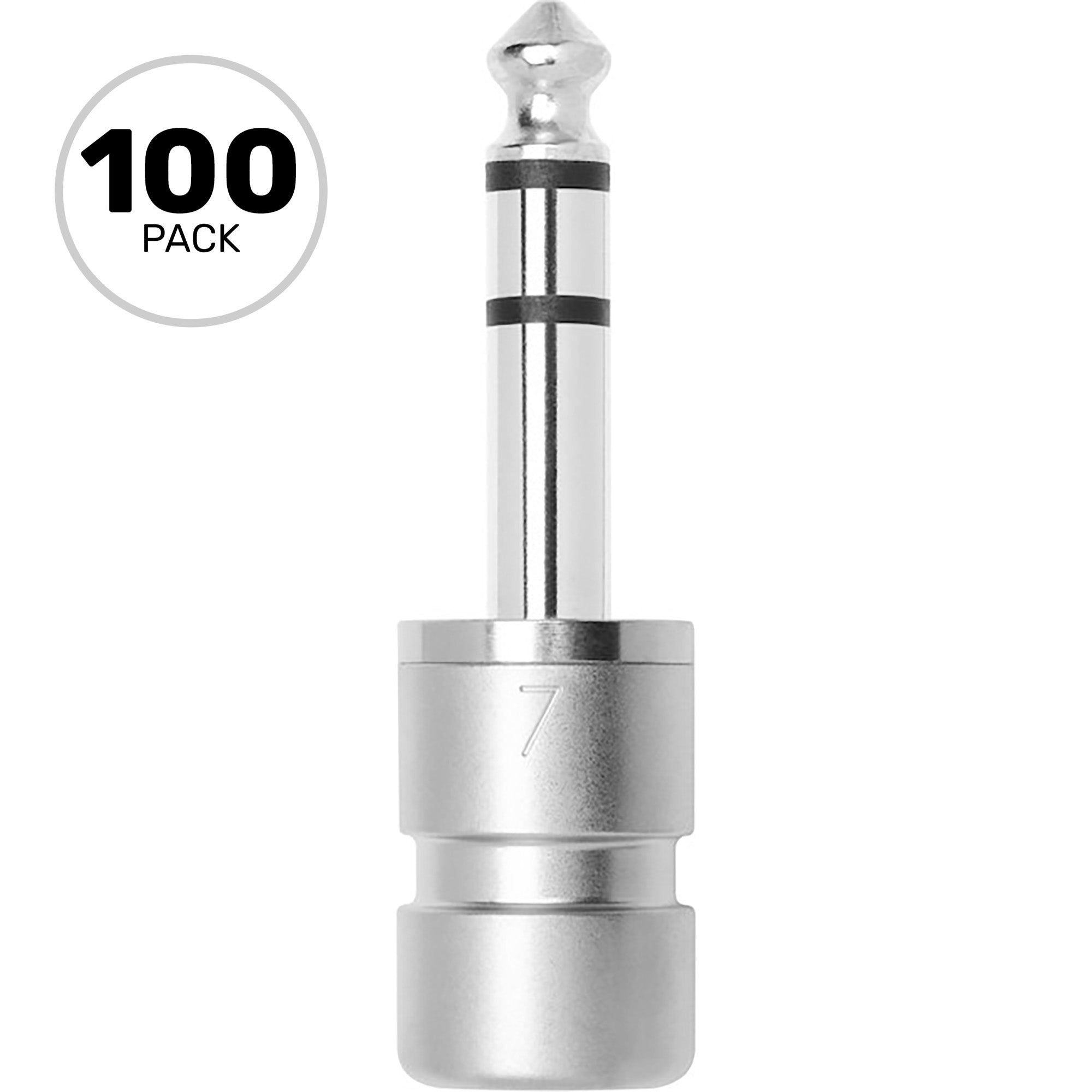 SquarePlug SPS7-S Compact Short Straight 1/4" TRS Stereo Cable Plugs (Matte Nickel, 100 Pack)