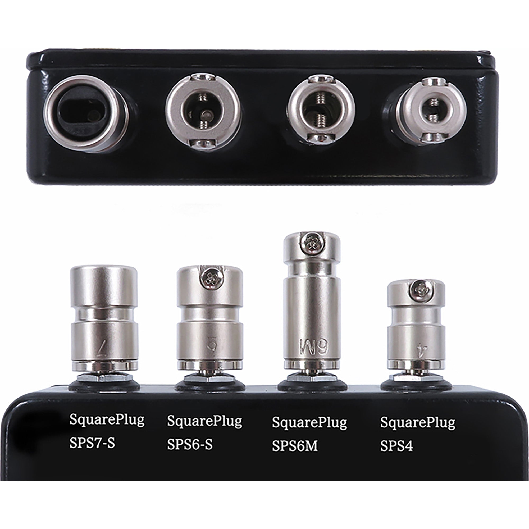 SquarePlug SPS6-SBK Compact Short Straight 1/4" TRS Stereo Cable Plugs (Black, 10 Pack)