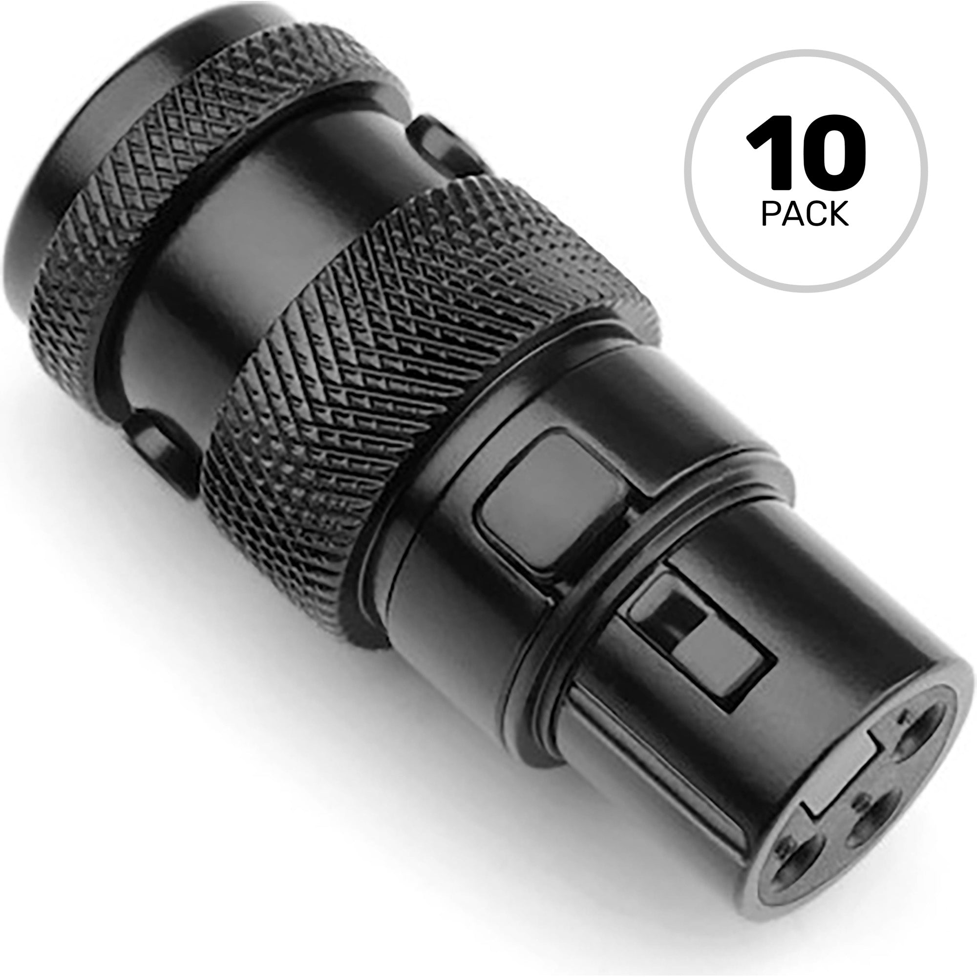 SquarePlug SPX-FBK Low-Profile Heavy-Duty All Metal 3-Pin Female XLR Connectors (Black, 10 Pack)