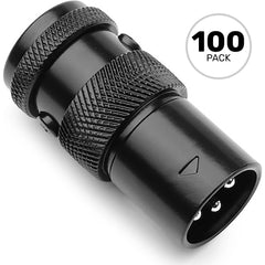 SquarePlug SPX-MBK Low-Profile Heavy-Duty All Metal 3-Pin Male XLR Connectors (Black, 100 Pack) Image 1