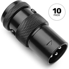 SquarePlug SPX-MBK Low-Profile Heavy-Duty All Metal 3-Pin Male XLR Connectors (Black, 10 Pack) Image 1