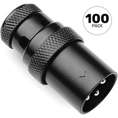 SquarePlug SPXA-MBK Low-Profile 90° Heavy-Duty Metal 3-Pin Male XLR Connectors (Black, 100 Pack) Image 1