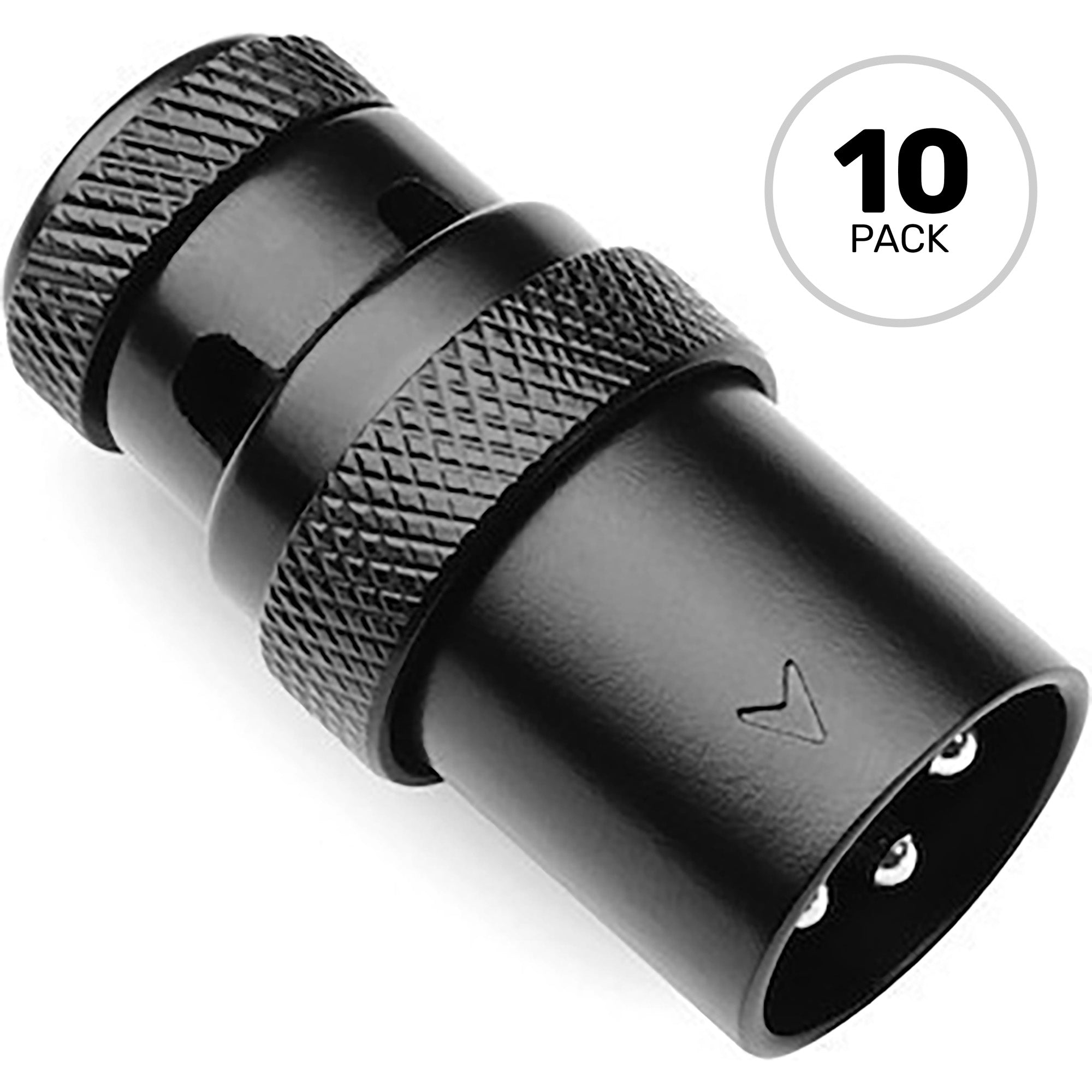 SquarePlug SPXA-MBK Low-Profile 90° Heavy-Duty Metal 3-Pin Male XLR Connectors (Black, 10 Pack) Image 1
