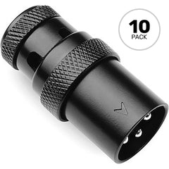 SquarePlug SPXA-MBK Low-Profile 90° Heavy-Duty Metal 3-Pin Male XLR Connectors (Black, 10 Pack) Image 1