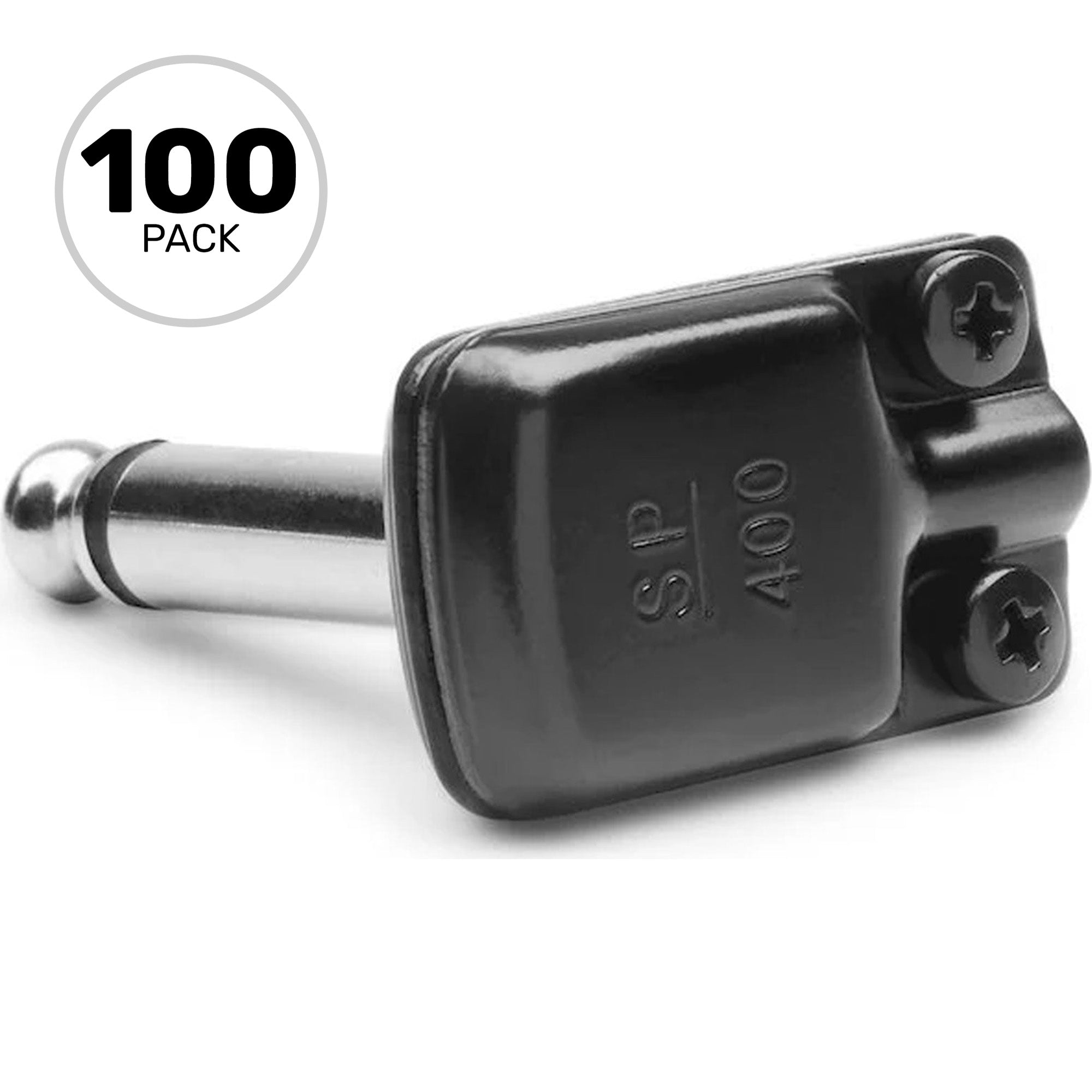 SquarePlug SP400BK Compact Pancake Right-Angle 1/4" TS Mono Cable Plugs (Black, 100 Pack)