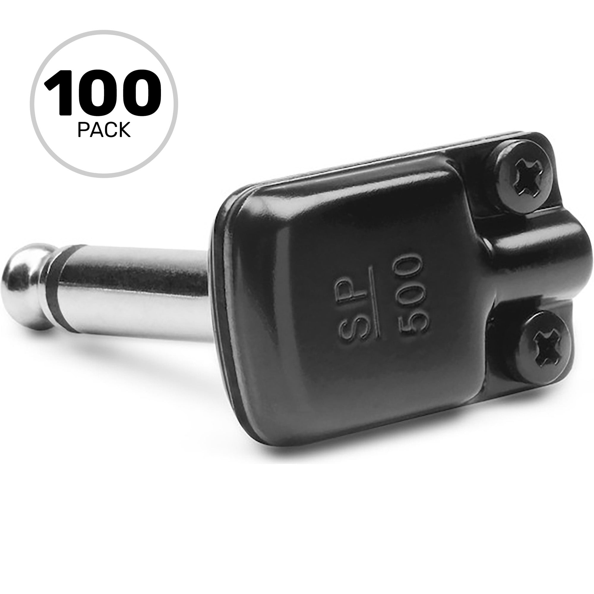 SquarePlug SP500BK Compact Pancake Right-Angle 1/4" TS Mono Cable Plugs (Black, 100 Pack)