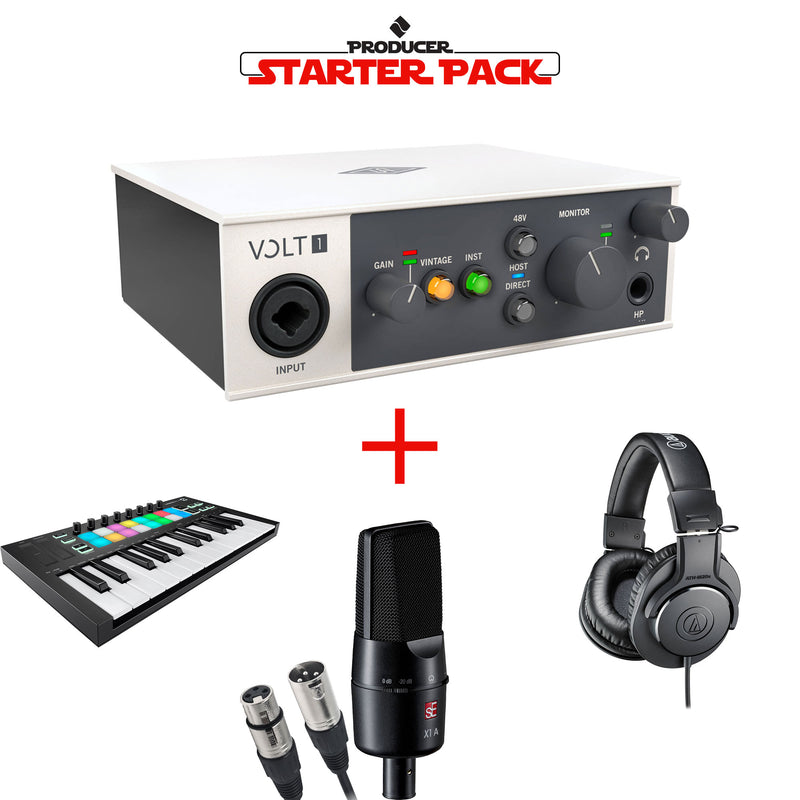 Universal Audio Volt 1 Producer Starter Pack with Interface, Headphones, Mic & MIDI Controller