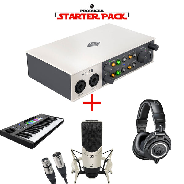 Universal Audio Volt 4 Producer Starter Pack with Interface, Headphones, Mic & MIDI Controller