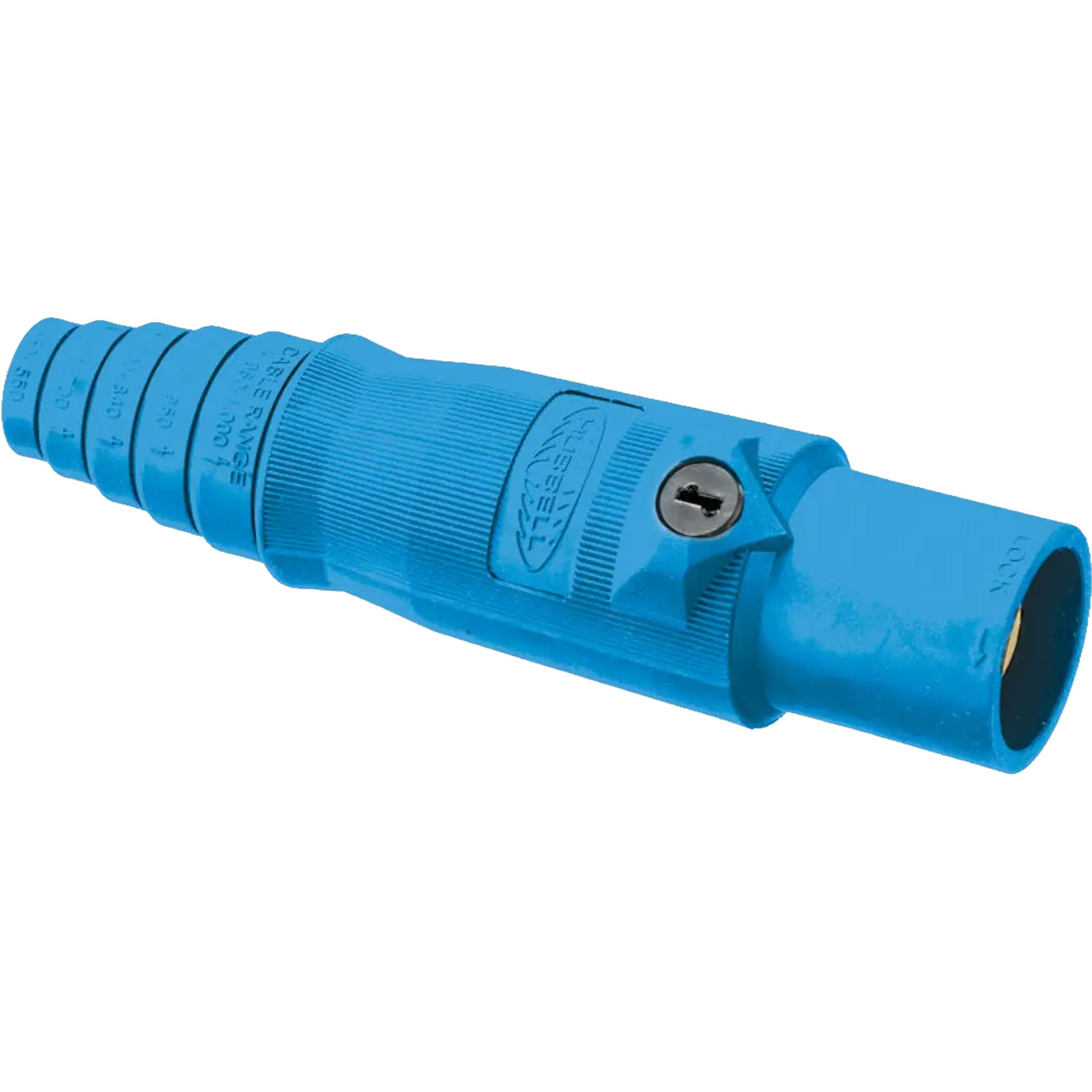 Hubbell HBL400MBL Male 400 Amp Single Pole Cam-Lock Inline Plug (Blue)