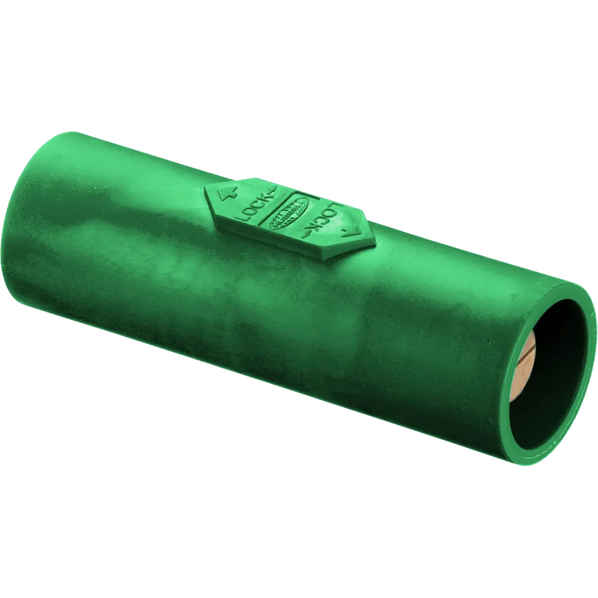 Hubbell HBLDMGN Male to Male 400 Amp Single Pole Cam-Lock Inline Coupler Gender Reverser (Green) Image 1