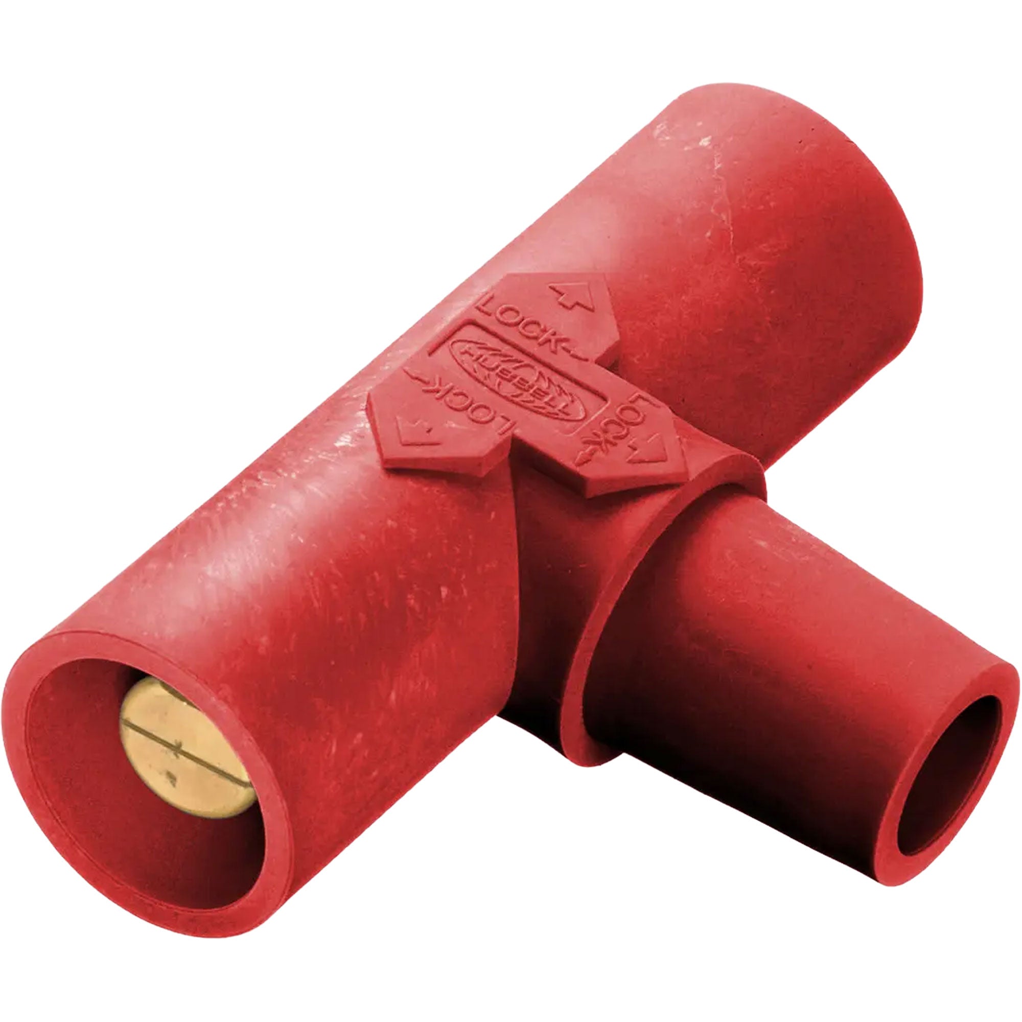 Hubbell HBLPTR Female-Male-Male 400 Amp Single Pole Cam-Lock Paralleling Tee (Red) Image 1