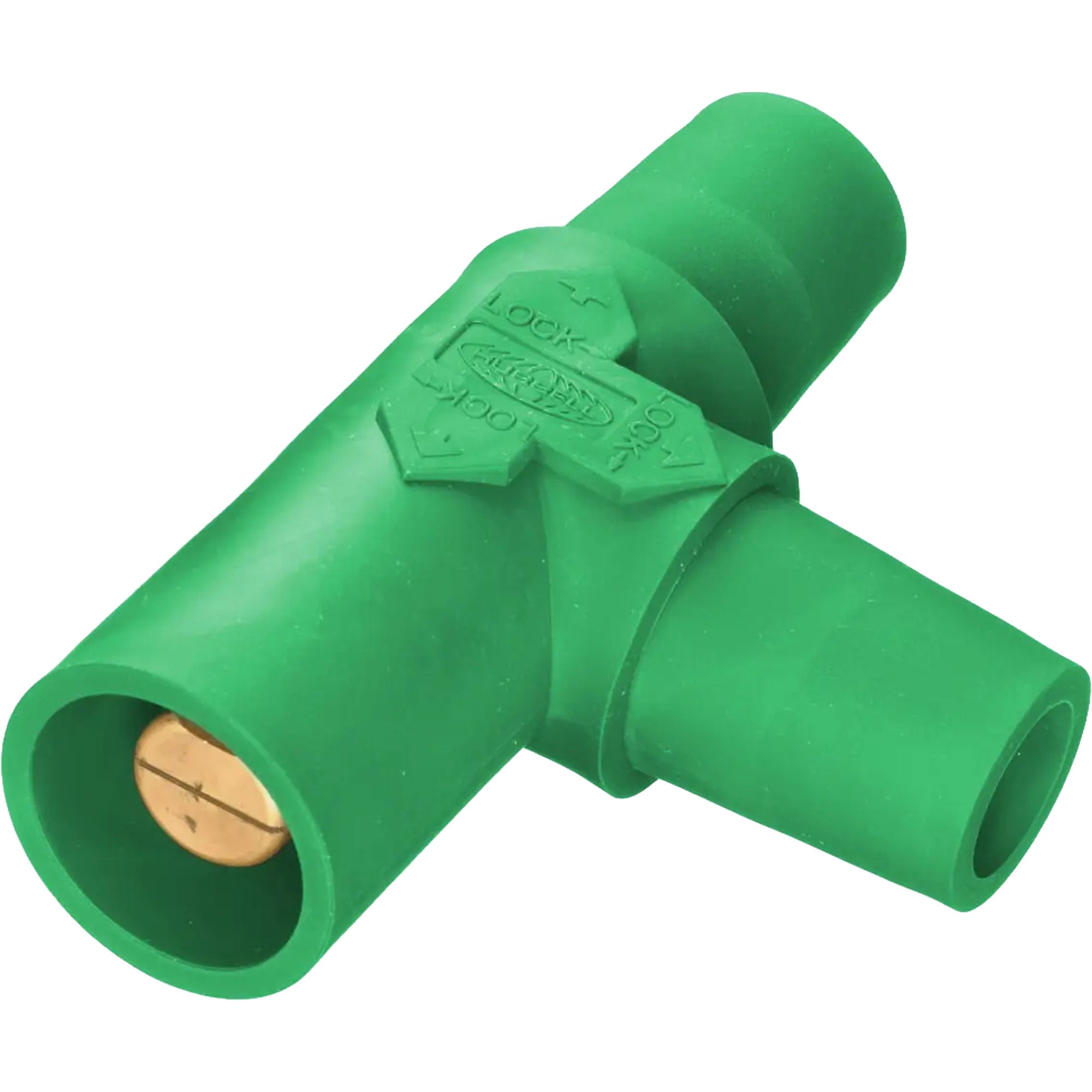 Hubbell HBLTGN Female-Female-Male 400 Amp Single Pole Cam-Lock Tapping Tee (Green)