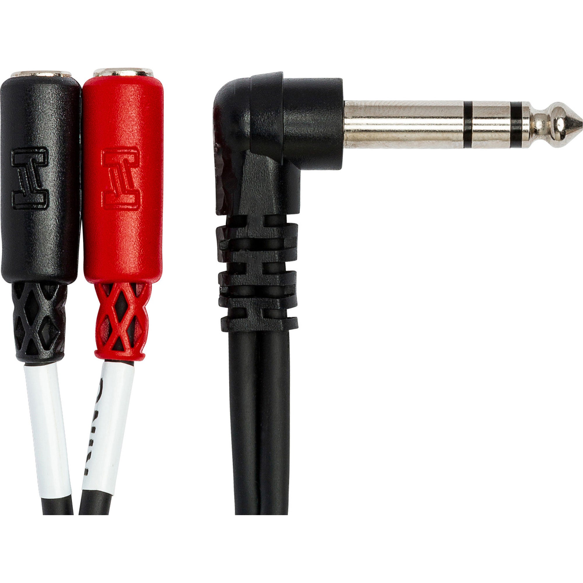Hosa YPM-523 Right-Angle Male 1/4" TRS to Dual Female 3.5mm TRS Stereo Breakout Cable