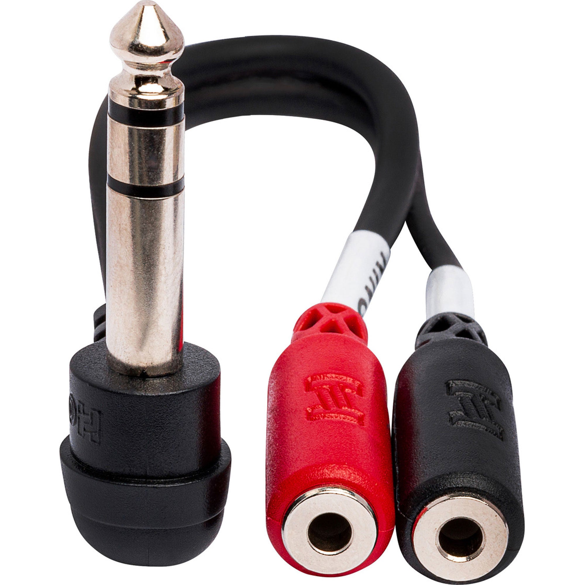 Hosa YPM-523 Right-Angle Male 1/4" TRS to Dual Female 3.5mm TRS Stereo Breakout Cable
