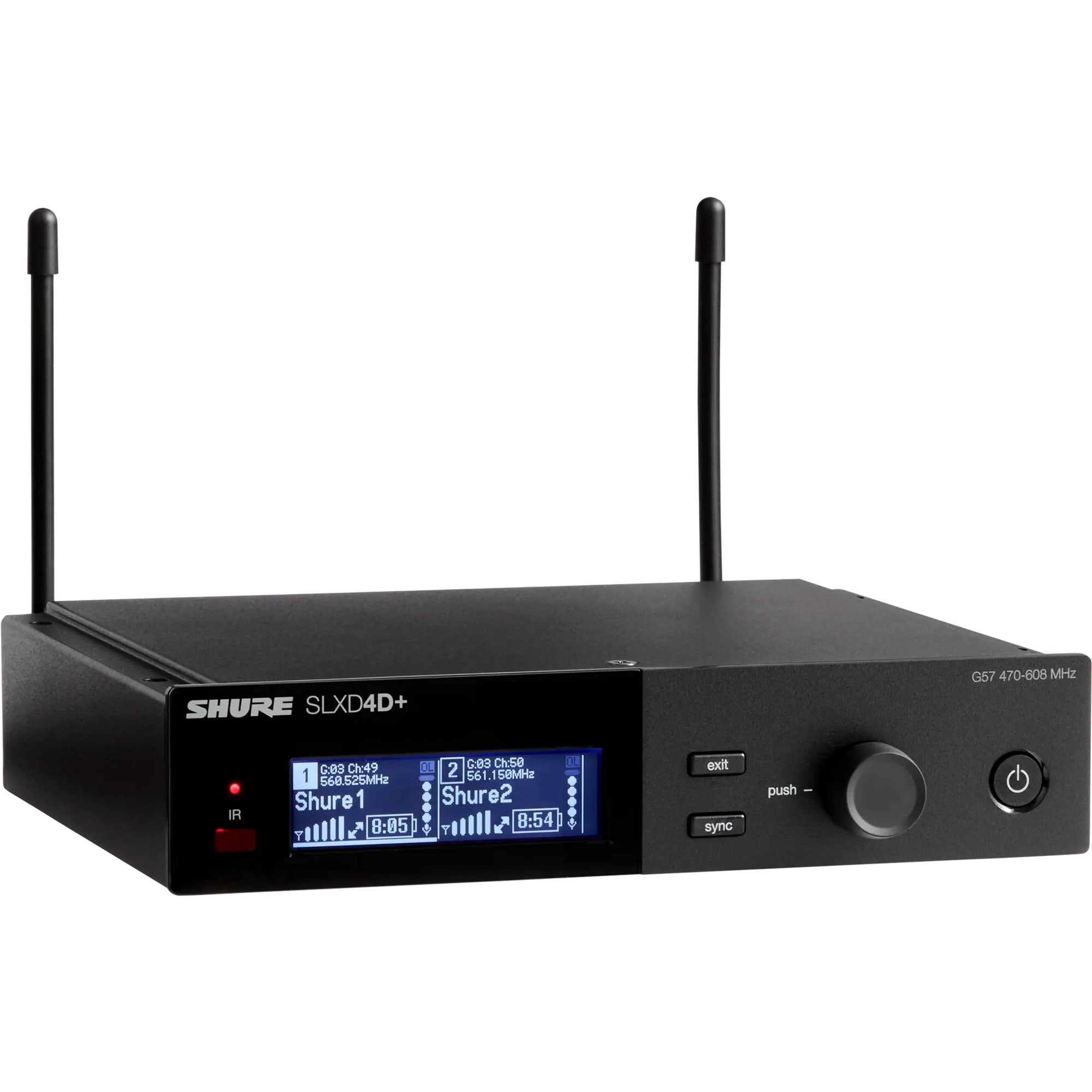 Shure SLXD4D+ Dual-Channel Digital Wireless Rackmount Receiver (G57: 470-608 MHz)