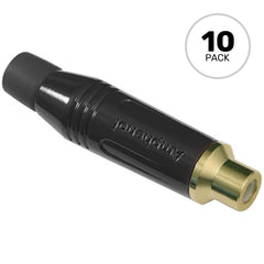 Amphenol ACJR-BLK Gold Plated Female RCA Phono Cable Mount Connector (Black, 10 Pack) Image 1