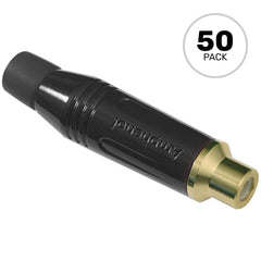 Amphenol ACJR-BLK Gold Plated Female RCA Phono Cable Mount Connector (Black, 50 Pack) Image 1