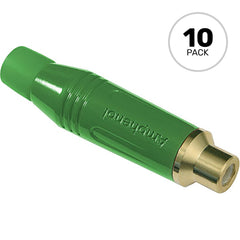 Amphenol ACJR-GRN Gold Plated Female RCA Phono Cable Mount Connector (Green, 10 Pack) Image 1