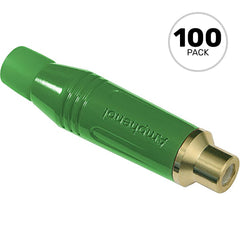 Amphenol ACJR-GRN Gold Plated Female RCA Phono Cable Mount Connector (Green, Box of 100) Image 1
