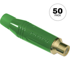 Amphenol ACJR-GRN Gold Plated Female RCA Phono Cable Mount Connector (Green, 50 Pack) Image 1