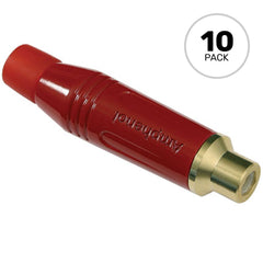 Amphenol ACJR-RED Gold Plated Female RCA Phono Cable Mount Connector (Red, 10 Pack) Image 1