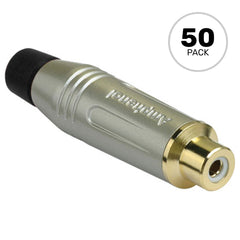 Amphenol ACJR-SBK Gold Plated Female RCA Phono Cable Mount Connector (Nickel/Black, 50 Pack) Image 1