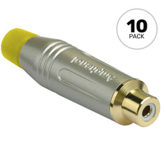 Amphenol ACJR-SYL Gold Plated Female RCA Phono Cable Mount Connector (Nickel/Yellow, 10 Pack) Image 1
