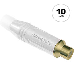 Amphenol ACJR-WHT Gold Plated Female RCA Phono Cable Mount Connector (White, 10 Pack) Image 1
