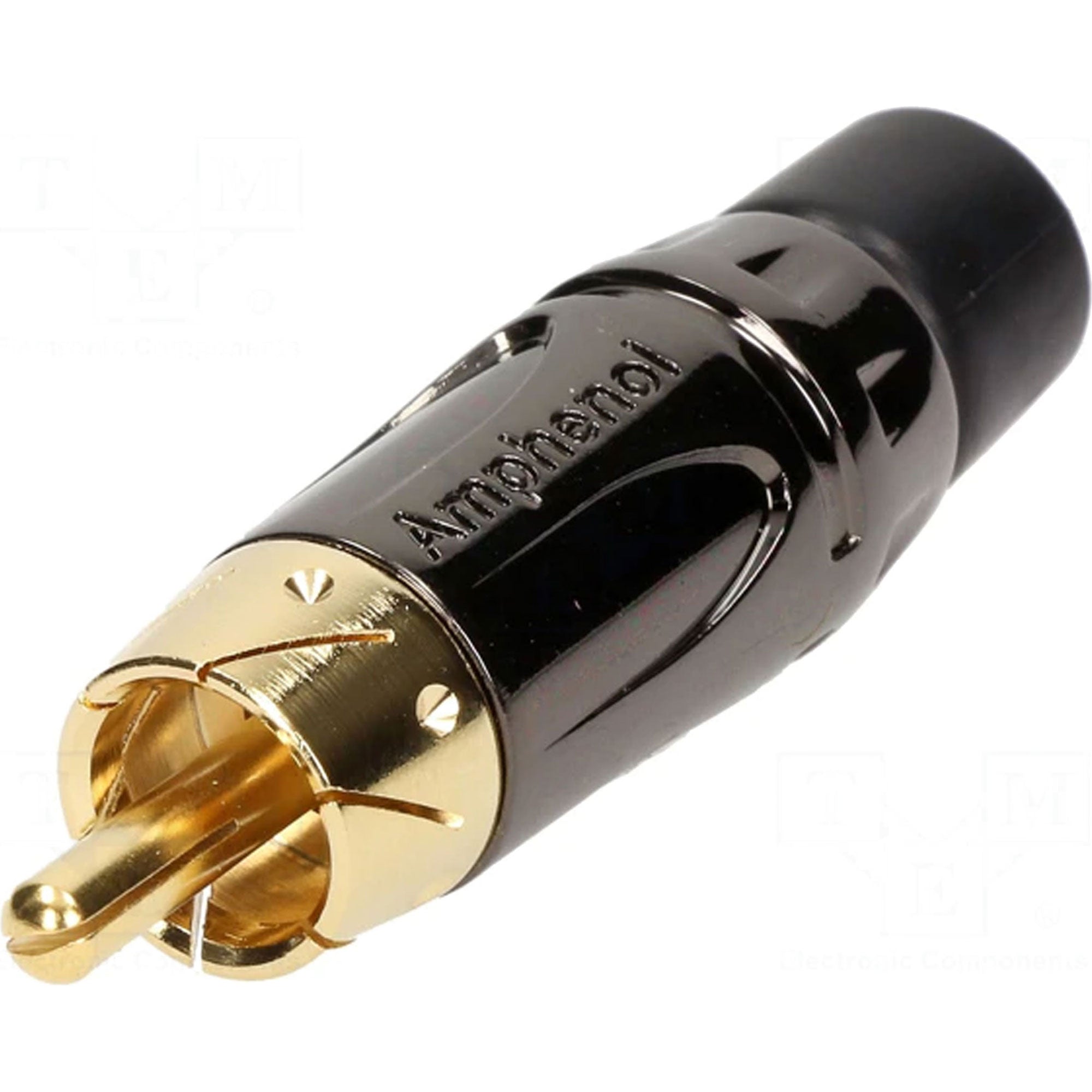 Amphenol ACPL-CBK Gold Plated Male RCA Phono Cable Mount Connector (Black Chrome/Black)