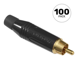 Amphenol ACPR-BLK Gold Plated Male RCA Phono Cable Mount Connector (Black, Box of 100) Image 1