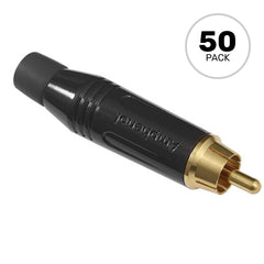 Amphenol ACPR-BLK Gold Plated Male RCA Phono Cable Mount Connector (Black, 50 Pack) Image 1