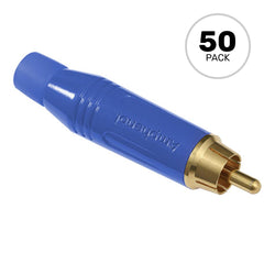 Amphenol ACPR-BLU Gold Plated Male RCA Phono Cable Mount Connector (Blue, 50 Pack) Image 1
