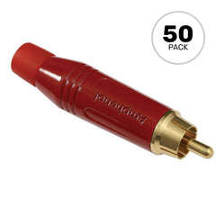 Amphenol ACPR-RED Gold Plated Male RCA Phono Cable Mount Connector (Red, 50 Pack) Image 1