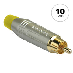 Amphenol ACPR-SYL Gold Plated Male RCA Phono Cable Mount Connector (Nickel/Yellow, 10 Pack) Image 1