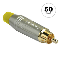 Amphenol ACPR-SYL Gold Plated Male RCA Phono Cable Mount Connector (Nickel/Yellow, 50 Pack) Image 1