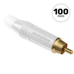 Amphenol ACPR-WHT Gold Plated Male RCA Phono Cable Mount Connector (White, Box of 100) Image 1
