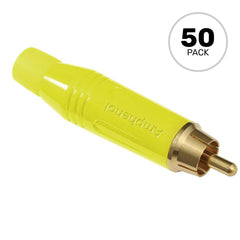 Amphenol ACPR-YEL Gold Plated Male RCA Phono Cable Mount Connector (Yellow, 50 Pack) Image 1