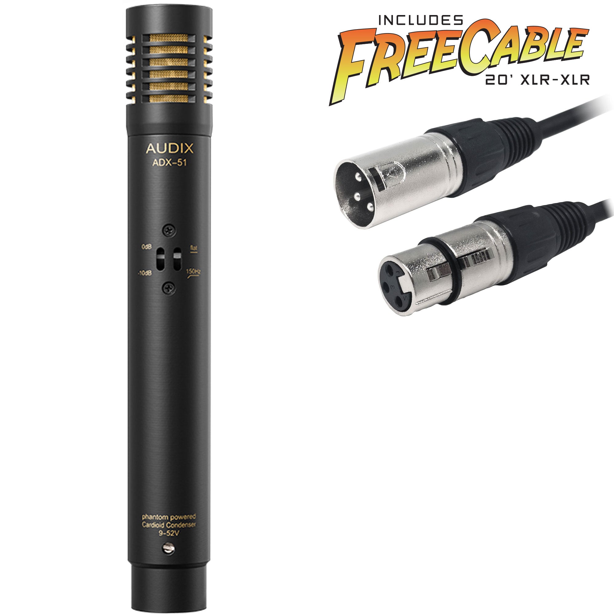 Audix ADX51 Condenser Instrument Microphone with FREE 20' XLR Cable