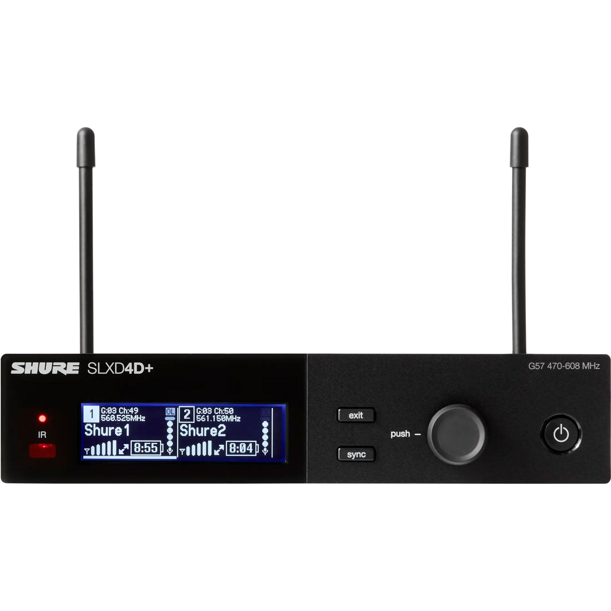 Shure SLXD4D+ Dual-Channel Digital Wireless Rackmount Receiver (G57: 470-608 MHz)