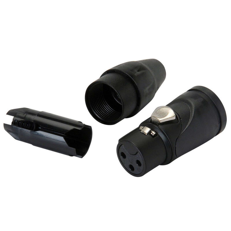 Amphenol AXX3FB Female 3-Pin XLR Cable Mount Connector with Diecast Shell (Black, Box of 100)