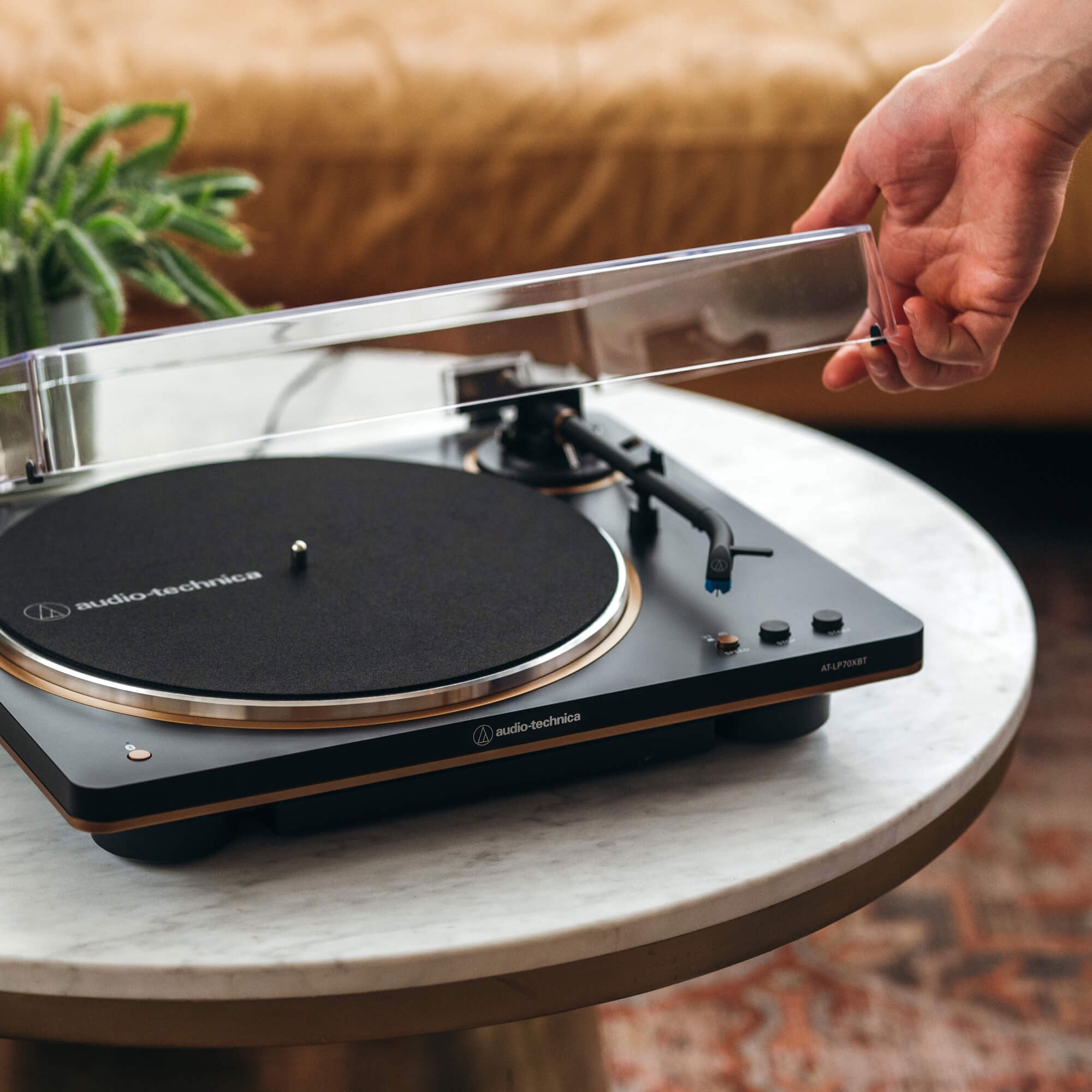 Audio-Technica AT-LP70XBT Fully Automatic Belt-Drive Turntable with Bluetooth (Black/Bronze)
