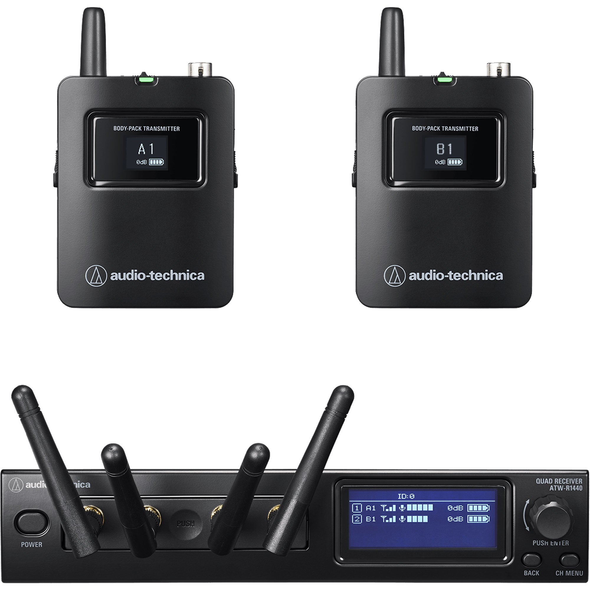 Audio-Technica ATW-1421 System 20 PRO Dual Bodypack Wireless Microphone System (2.4 GHz)