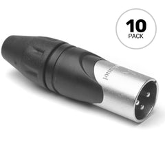 Amphenol AX3M Male 3-Pin XLR Cable Mount Connector with Diecast Shell (Nickel, 10 Pack) Image 1