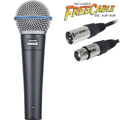 Shure Beta 58A Handheld Supercardioid Dynamic Vocal Microphone with FREE 20' XLR Cable Image 1