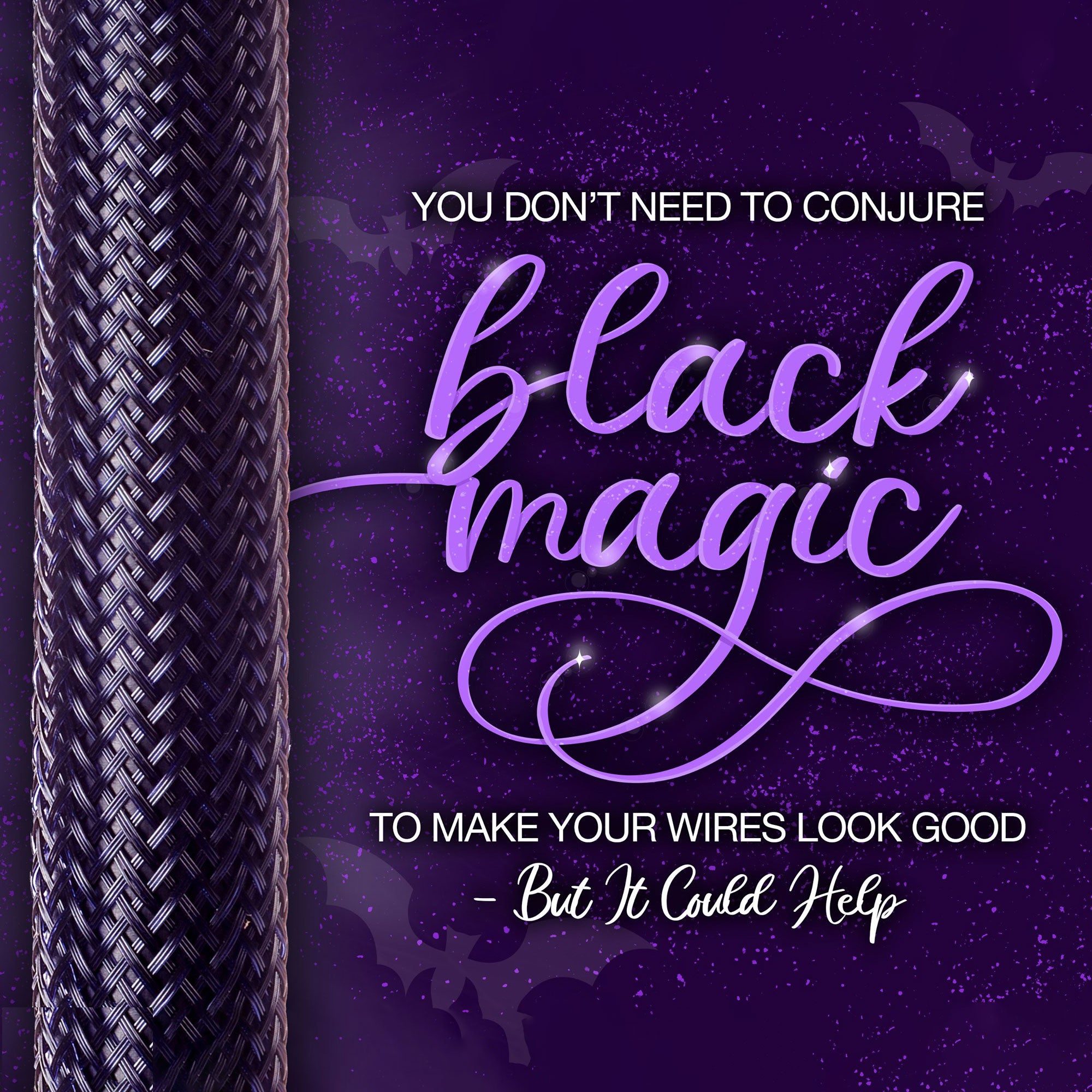 Techflex Flexo PET Expandable Braided Sleeving (1/8" Black Magic, 1000' Spool)