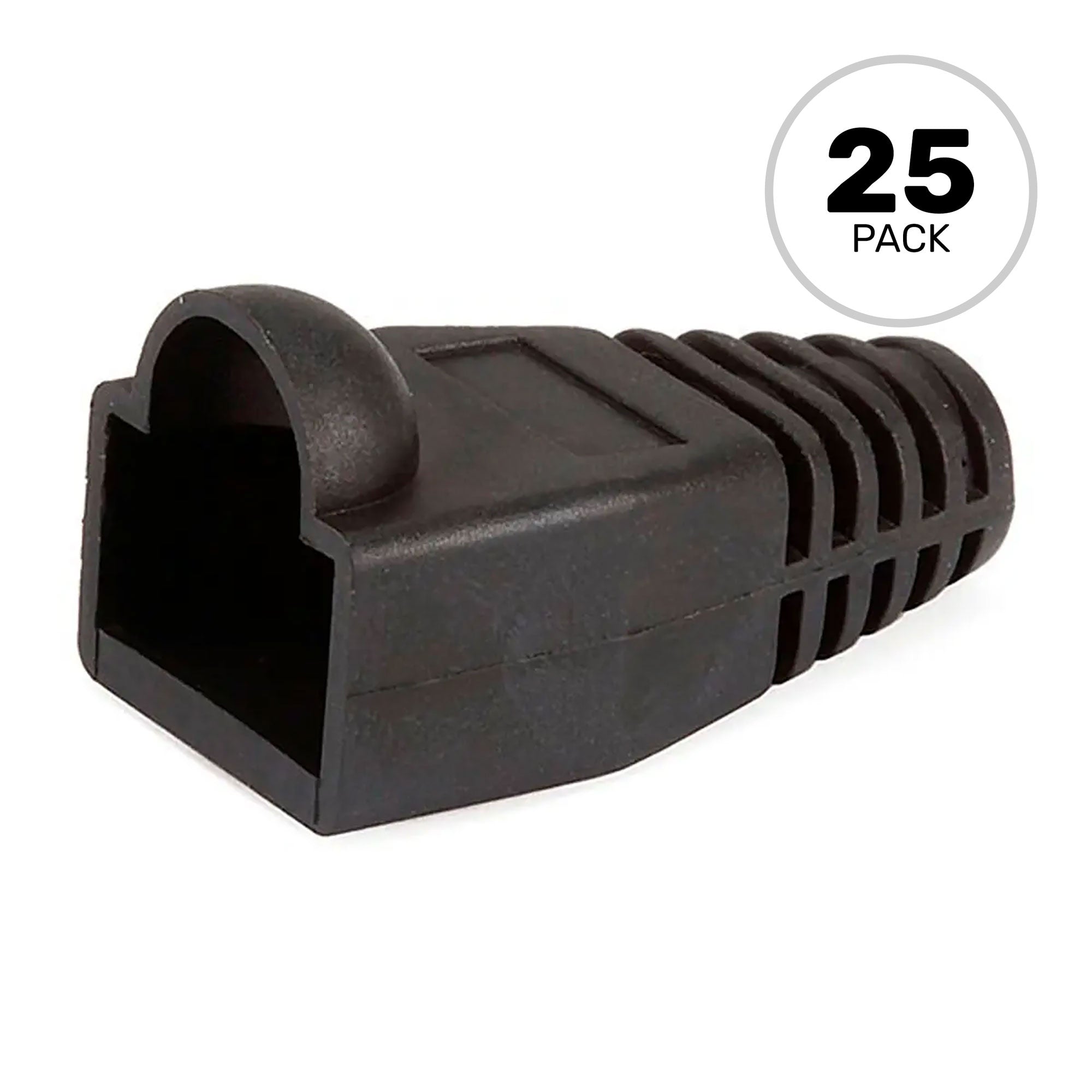Performance Audio RJ45 CAT5, CAT5e Ethernet Network Strain Relief Boot (6.5mm, Black, 25 Pack)
