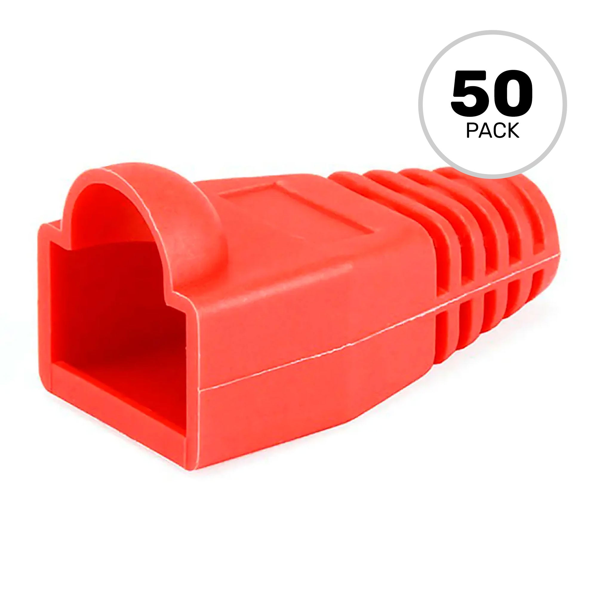 Performance Audio RJ45 CAT5, CAT5e Ethernet Network Strain Relief Boot (6.5mm, Red, 50 Pack)