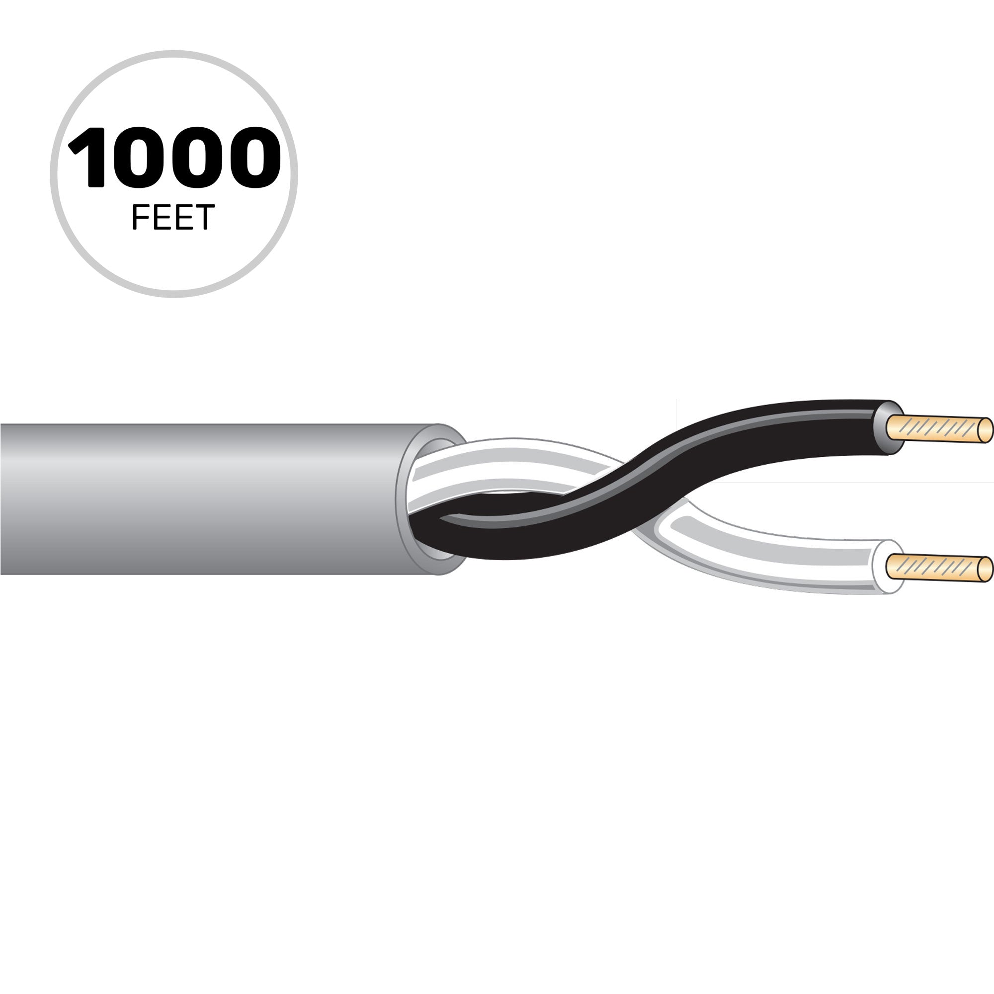 West Penn C210 2 Conductor 10AWG Unshielded Outdoor Large Venue Speaker Cable (Grey, 1000' Roll)