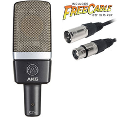 AKG C214 Large-Diaphragm Cardioid Condenser Microphone with FREE 20' XLR Cable Image 1